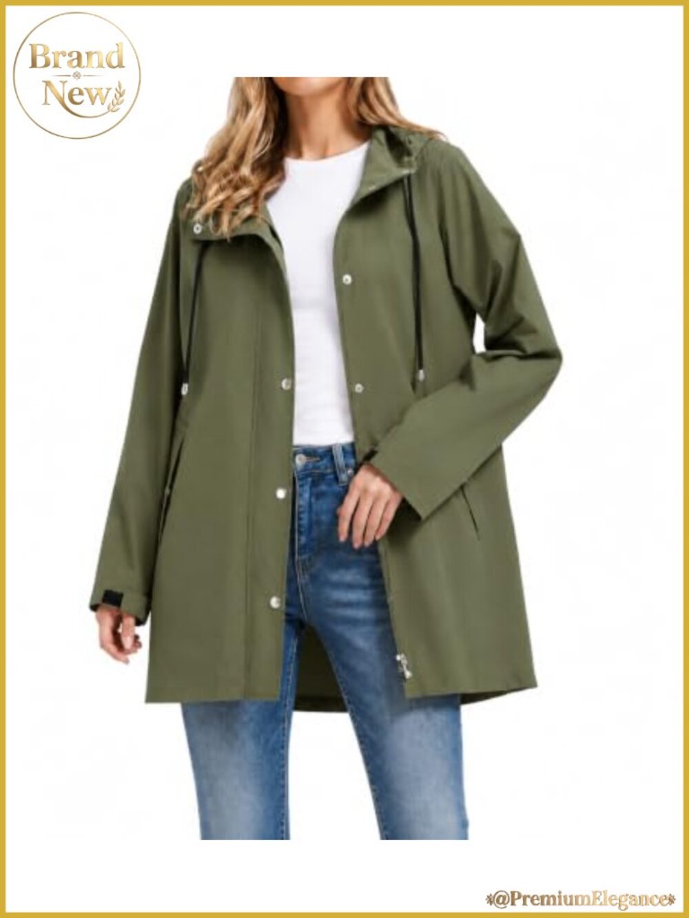 Orolay Women's Waterproof Packable Hooded Trench Raincoat